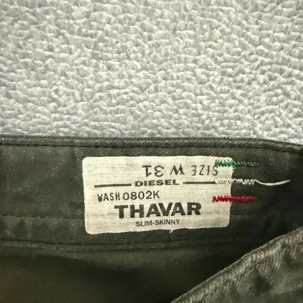 Diesel Thavar Slim Skinny Jeans Mens 31x32 Olive Green Distressed 0802K Italy